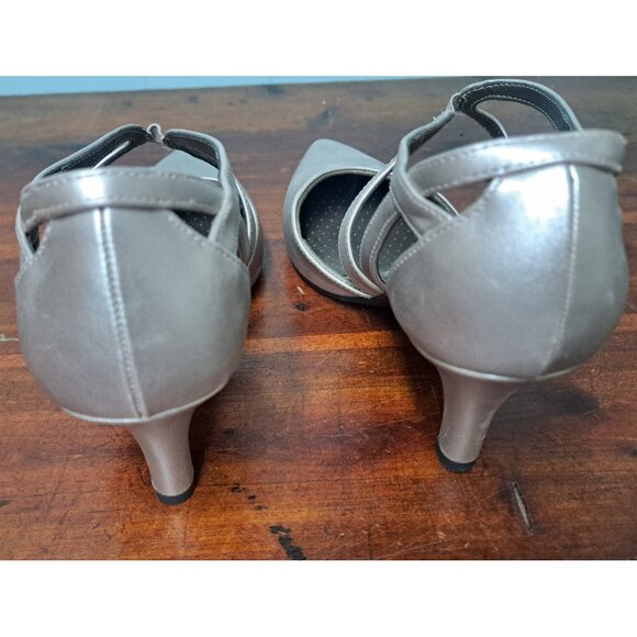 LifeStride Rose Gold Strappy Dress Shoes Heels 8.5 M Soft System Heel Pre Owned - Picture 6 of 9